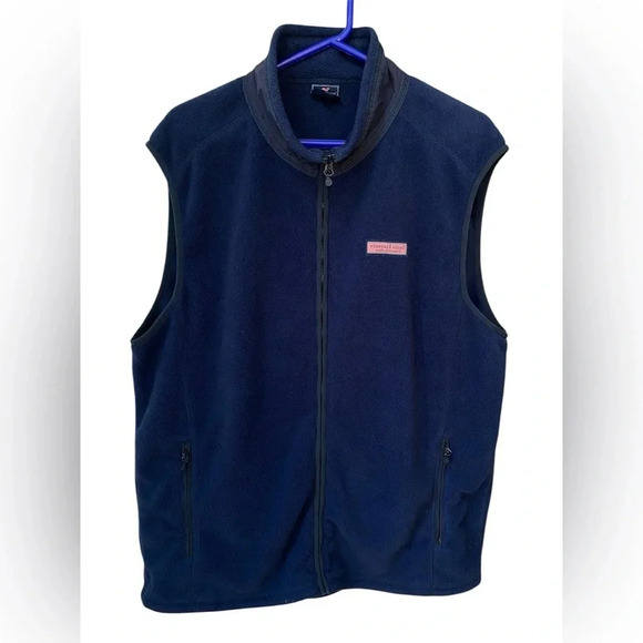 Vineyard Vines Men’s Tech Fleece Harbor Vest Navy Blue Full Zip Size XL Fall - Picture 1 of 8